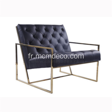 Chaise longue en cuir touffeté à cadre mince